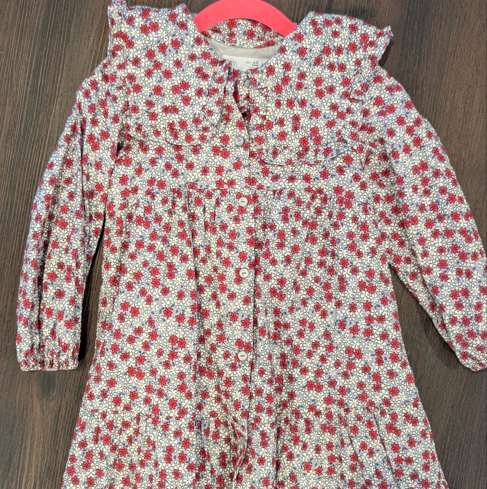 Zara Red and White Floral Kids Dress